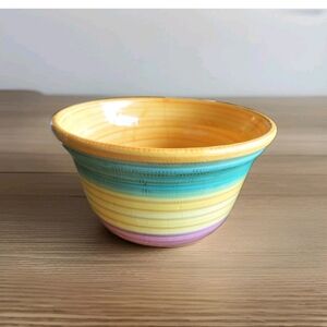 Ceramiche Egizia Italy Bowl Hand-Painted Multicolor Banded Design Swirl 8"